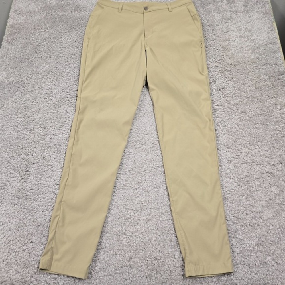 Lululemon Commission Slim Fit Pant Men 33 Tan Khaki Warpstreme Golf Chino